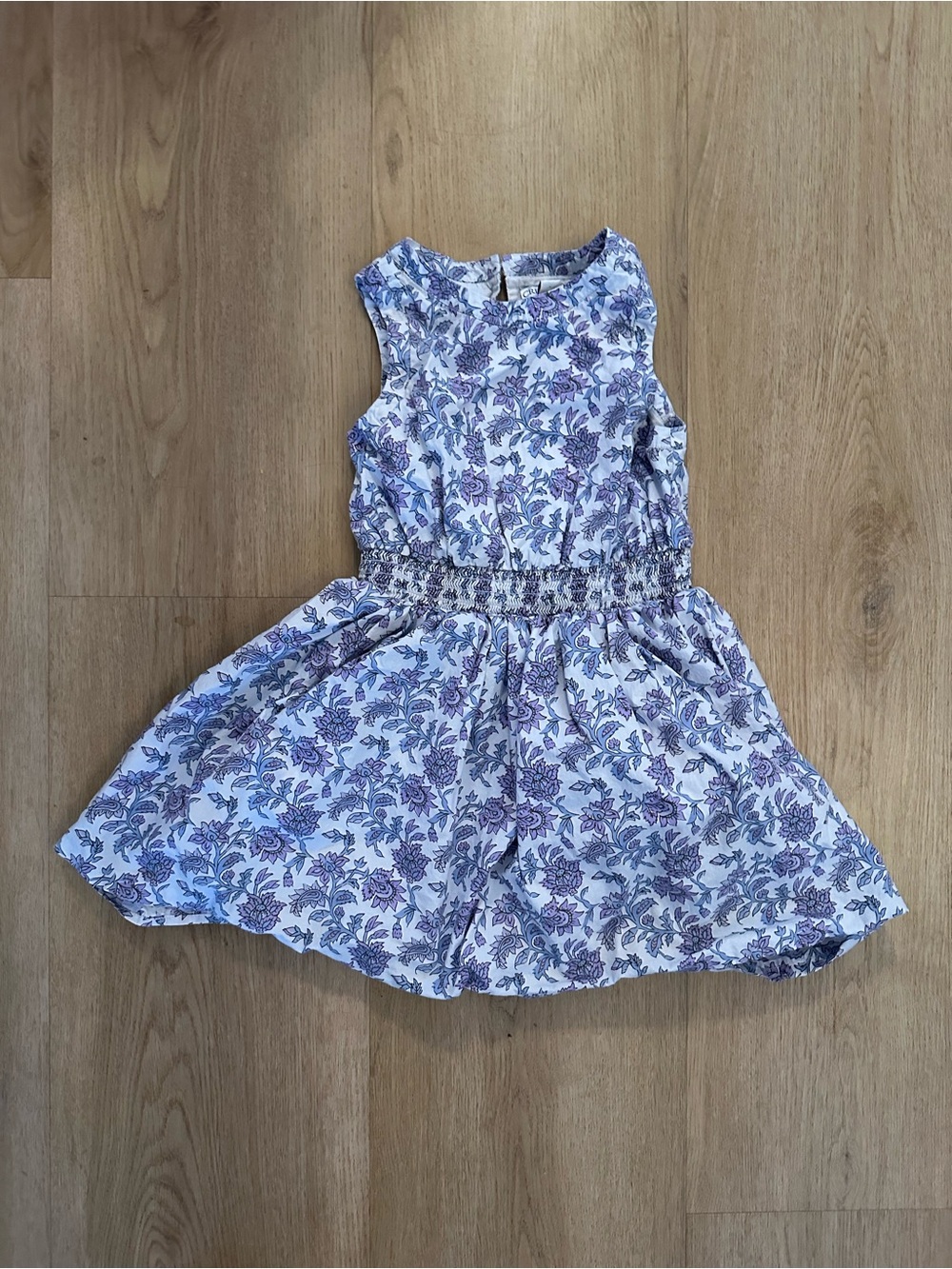 Crewcuts White Dress with Purple Floral Print